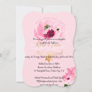 Convite PixDezines Aquarela Floral/Peônias/Bat Mitzvah
