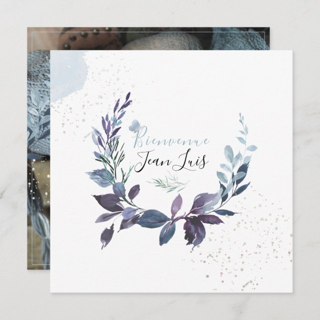 Convite PixDezines Aquarelle Faire-part de NaissanceGarçon (Frente/Verso)