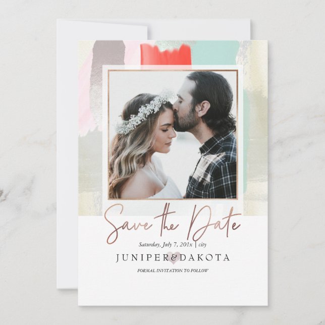 Convite PixDezines Arte Moderna, Coral+Mint (Frente)