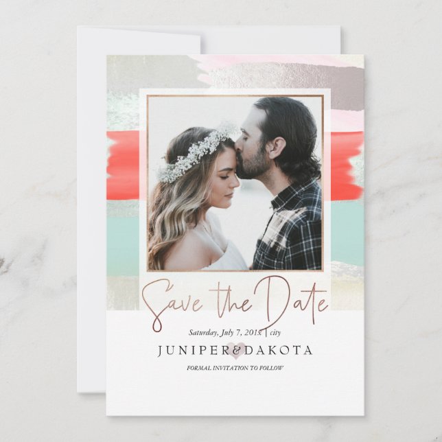 Convite PixDezines Arte Moderna, Sage+Coral (Frente)