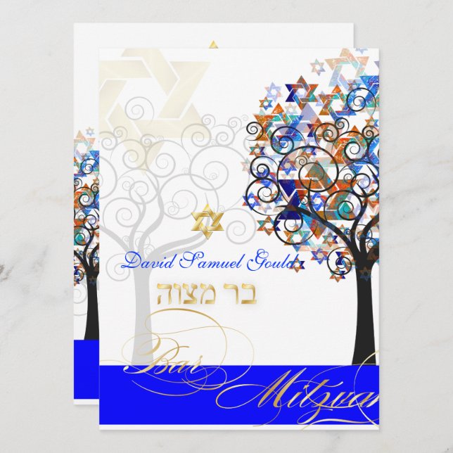 Convite PixDezines ÁRVORE DA VIDA BAR MITZVAH (Frente/Verso)