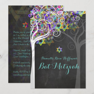Convite PixDezines árvore da vida Bat Mitzvah/quadro