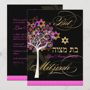 Convite PixDezines árvore da vida+Estrelas, Bat Mitzvah