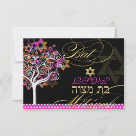 Convite PixDezines, árvore da vida/estrelas, Bat Mitzvah