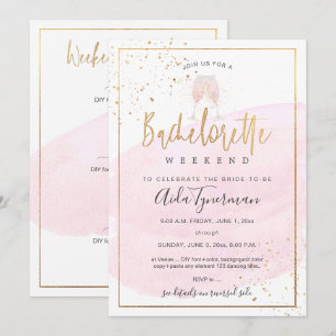 Convite PixDezines Bachelorette Weekend Pink Watercolor