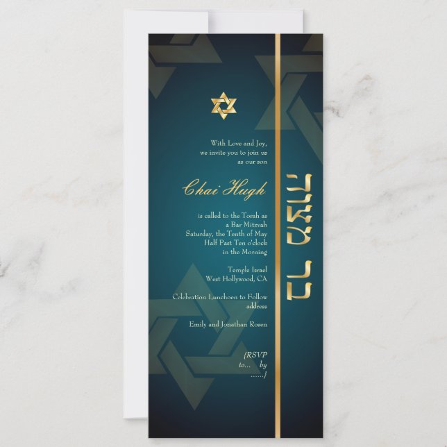 Convite PixDezines Bar clássico Mitzvah/diy teal/gold (Frente)