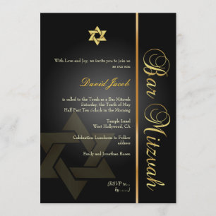 Convite PixDezines BAR MITZVAH/ESTRELA DE DAVID/DOURADO+PR