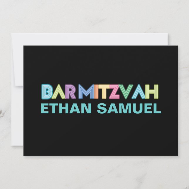 Convite PixDezines bar mitzvah neon (Frente)