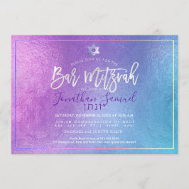 Convite PixDezines Bar Teal de Platina Mitzvah