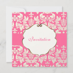 Convite PixDezines Baroque Damask/Pink/DIY color