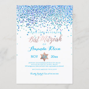 Convite PixDezines Bat Mitzvah/Blue/Aqua/Teal/Confetti