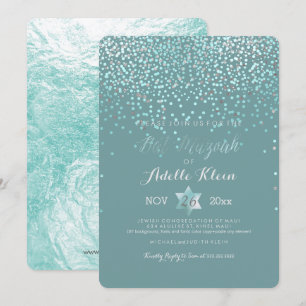 Convite PixDezines Bat Mitzvah/Blue Confetti