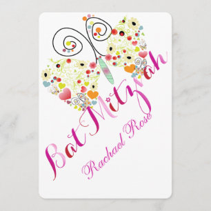 Convite PixDezines Bat Mitzvah/borboletas
