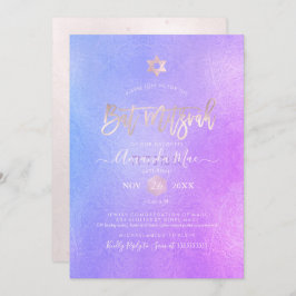 Convite PixDezines Bat Mitzvah, Ombre Roxo Iridescente