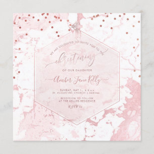 Convite PixDezines Batizado Blush Favo de Mel Mármore