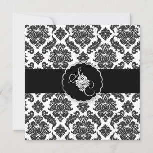 Convite PixDezines Black+White Venezia Damask