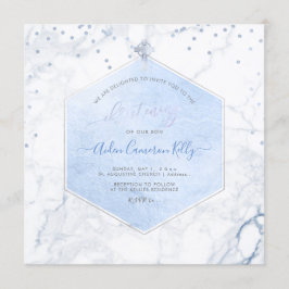 Convite PixDezines Blue Honeycomb Marble Christening