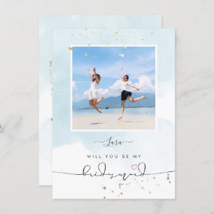 Convite PixDezines Blue Watercolor Você Será A Bridesmaid