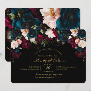 Convite PixDezines Blush Burgundy - Chá de panela Teal Inv