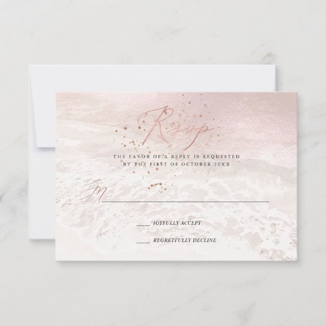 Convite PixDezines Blush Coastal, Sand n Sea RSVP (Frente)