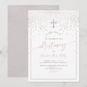 Convite PixDezines Blush Confetti/Christening/DIY Color