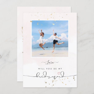 Convite PixDezines Blush Watercolor Será Bridesmaid