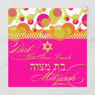 Convite PixDezines bolhas retro Mod, Bat Mitzvah