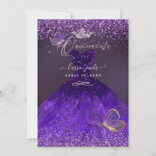 Convite PixDezines Borboletas Quinceanera, Violeta Ultra