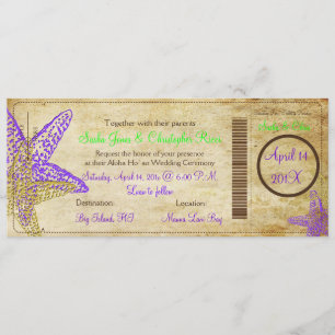 Convite PixDezines Bordo Pass+Beach, Starfish Roxo