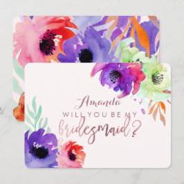 Convite PixDezines Bridesmaid/Floral/Watercolor/Rosas