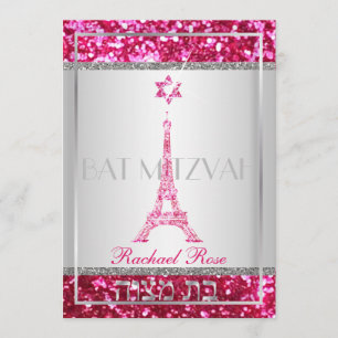 Convite PixDezines brilho falso eifflel/Bat Mitzvah