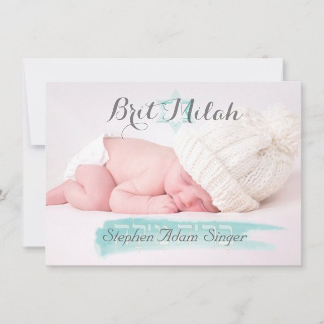 Convite PixDezines brit milah/foto frame+stars/diy color (Frente)