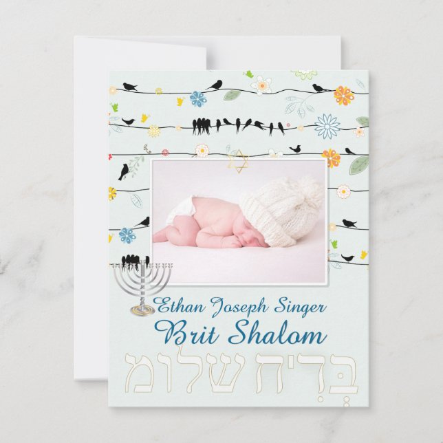 Convite PixDezines brit shalom/quadro+estrelas/cor diy (Frente)