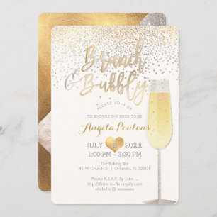 Convite PixDezines Brunch Bubble/Faux Silver+Confetti Dour