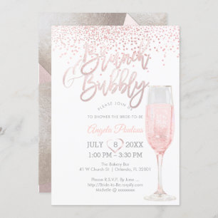 Convite PixDezines Brunch Bubble/Pink+Prata Confetti