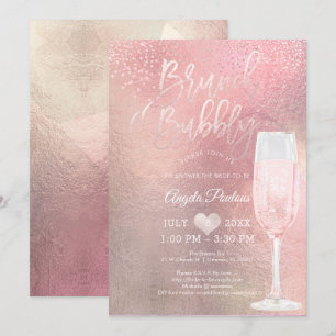 Convite PixDezines Brunch Bubbly/Confete+Ombre Rosa