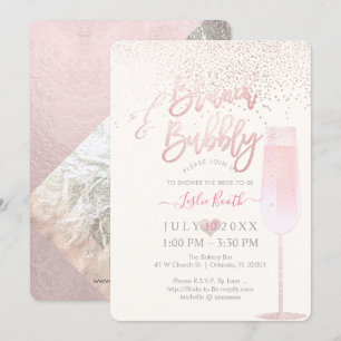 Convite PixDezines Brunch Espumante/Champagne Rosé Confete