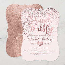 Convite PixDezines Brunch N Borracha/Rosa Dourado Confetti