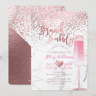 Convite PixDezines Brunch N Borracha/Rosa Dourado/Confetti