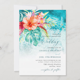 Convite PixDezines Casamento Tropical na Praia Paradisíaco