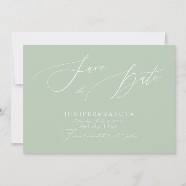 Convite PixDezines Celadon Verde Script Salve o Dia (Frente)