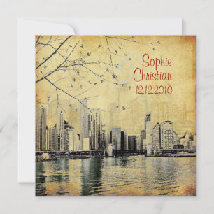 Convite PixDezines Chicago Lakeshore Skyline/convites