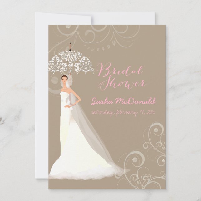 Convite PixDezines chuveiro de noiva / guarda-chuva de ren (Frente)