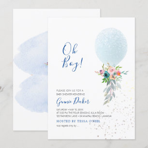 Convite PixDezines Chuvinha de Bebê Menino Balão