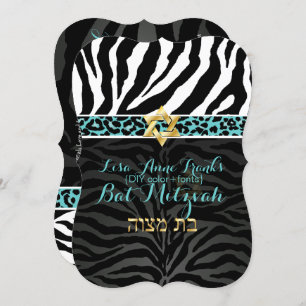 Convite PixDezines cor roxa/fina/Zebra/Bat Mitzvah