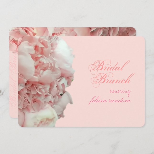 Convite PixDezines coral peonias/hydrangeas/evento DIY (Frente/Verso)