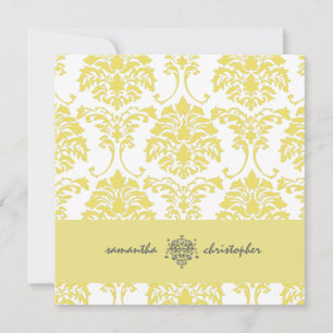 Convite PixDezines Damask 1 Yellow e Cinza acento