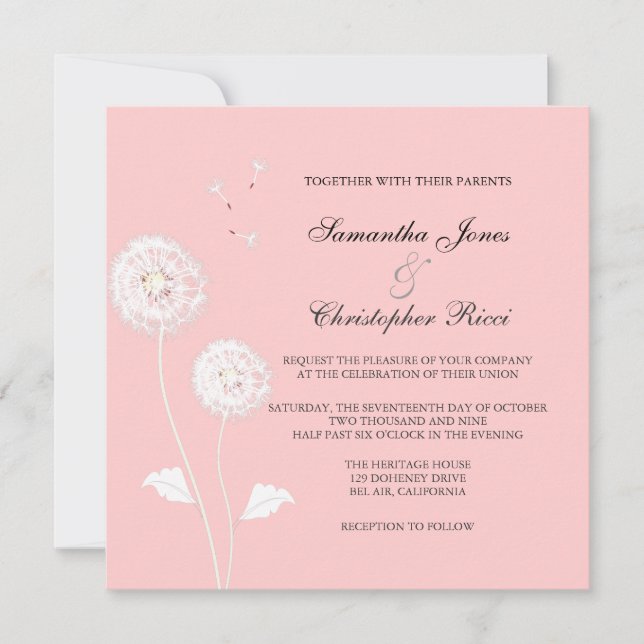 Convite PixDezines Dandelions, cores de fundo diy (Frente)