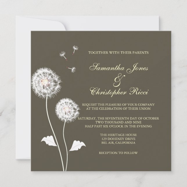 Convite PixDezines Dandelions, cores de fundo sujas (Frente)