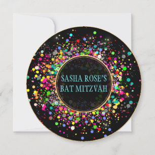 Convite PixDezines Dazzled/Neon Confetti/Bat Mitzvah